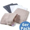 Mull-Waschhandschuh 6er Pack 15 x 20 cm - in beige,grau