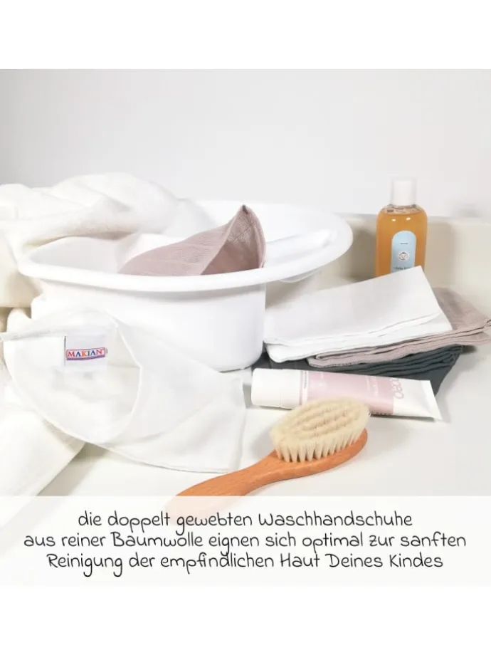 Mull-Waschhandschuh 6er Pack 15 x 20 cm - in beige,grau