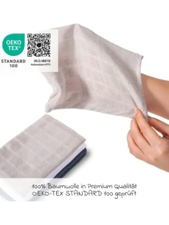 Mull-Waschhandschuh 6er Pack 15 x 20 cm - in beige,grau