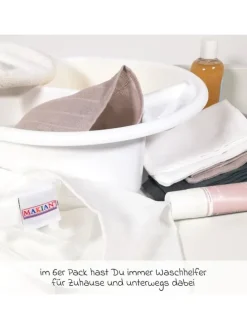 Mull-Waschhandschuh 6er Pack 15 x 20 cm - in beige,grau