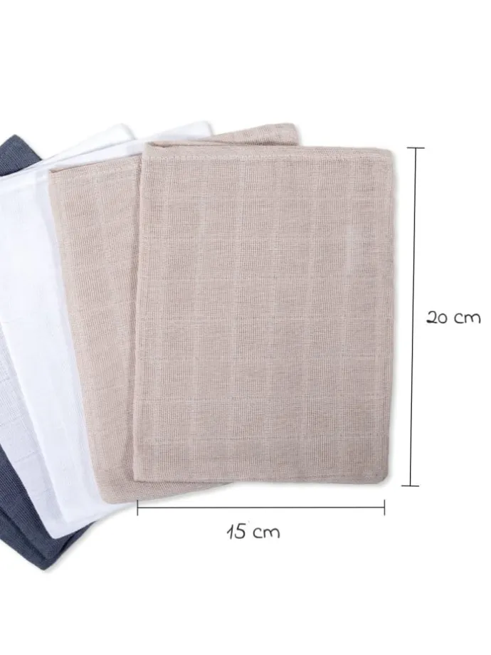 Mull-Waschhandschuh 6er Pack 15 x 20 cm - in beige,grau
