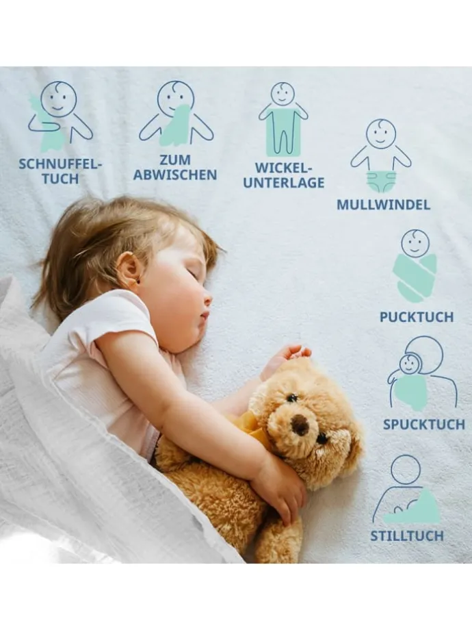 Mullwindel / Mulltuch 6er Pack 80 x 80 cm in beige,grau