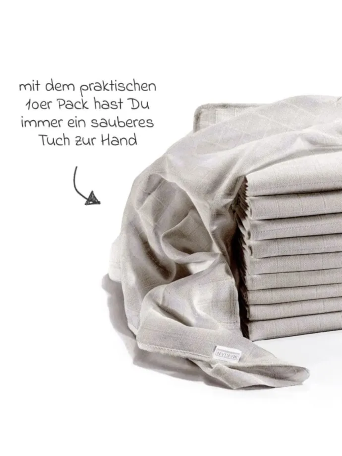 Mullwindel / Mulltuch 10er Pack 80 x 80 cm in grau