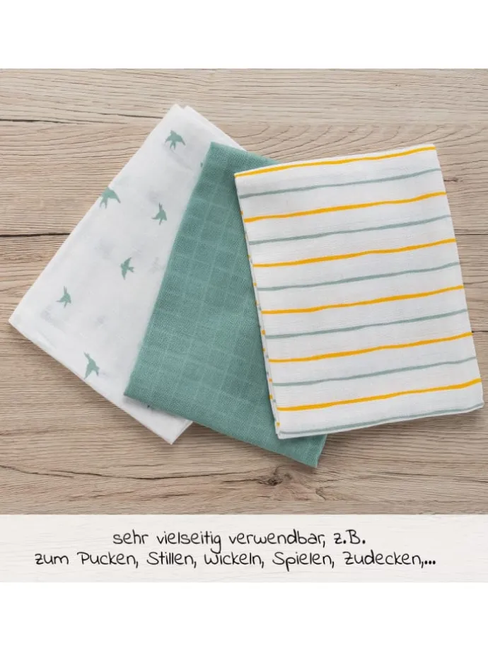 Mullwindeln / Mulltücher / Spucktücher OEKO-TEX® in gruen,gelb