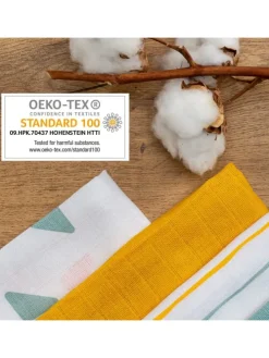 Mullwindeln / Mulltücher / Spucktücher OEKO-TEX® in gelb,weiss