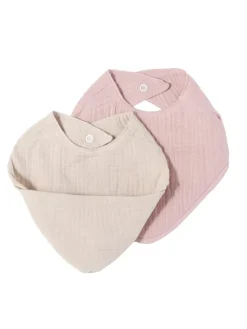 Musselin Lätzchen-Set Altrosa & Beige