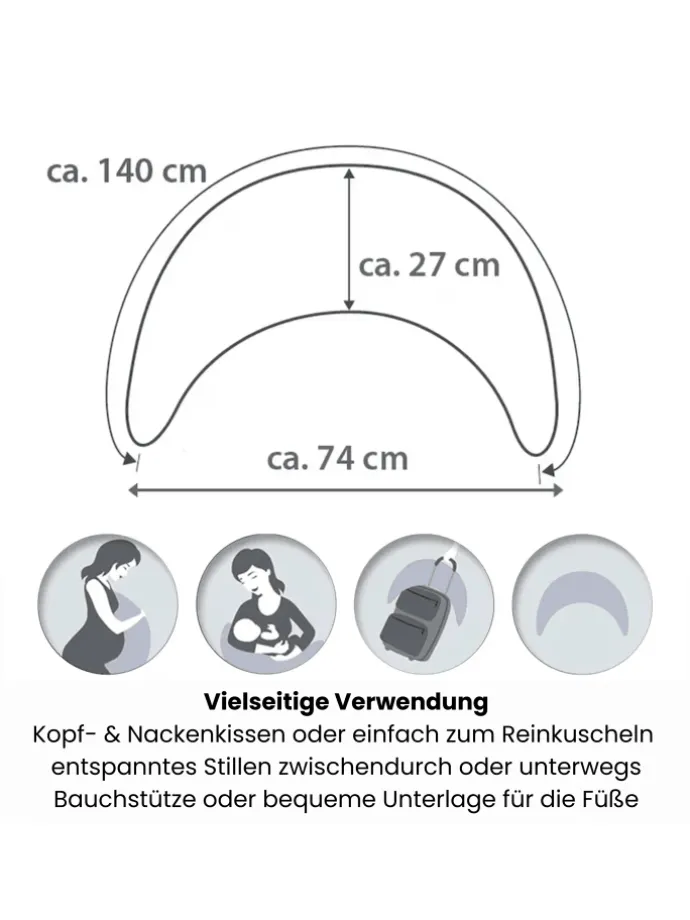 Musselinmond Stillkissen 140 x 27 cm TOP in Salbei