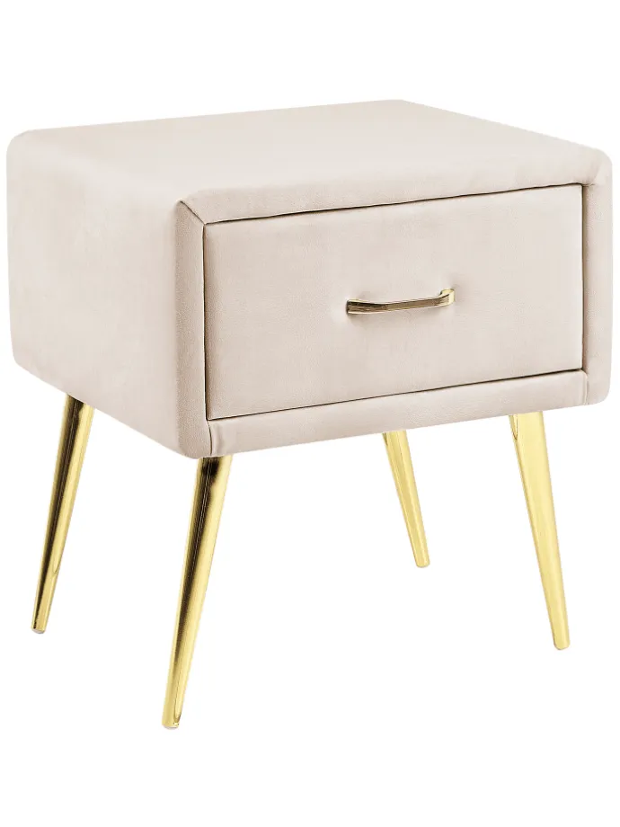 Nachttisch FLAYAT in Beige/Gold/Roségold - (W) 46 x (H) 49 x (L) 38 cm
