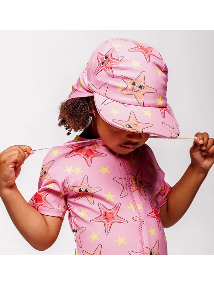 Nackenschutzcap "Seesterne" in Rosa