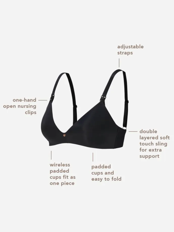 Nahtloser Still-Bh Wireless Micro Nursing Bra in Black