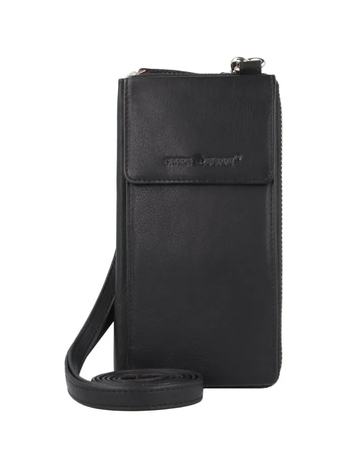 Nappa Handytasche RFID Leder 8 cm in schwarz