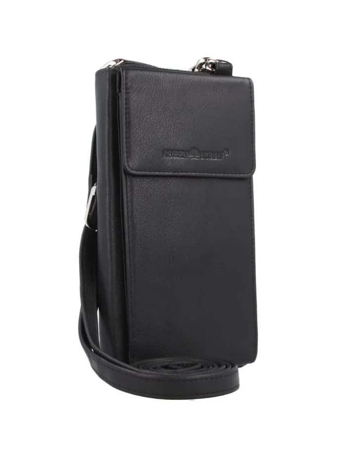 Nappa Handytasche RFID Leder 8 cm in schwarz