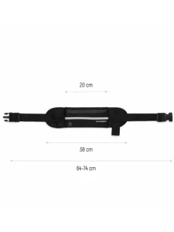 Neopren Laufgürtel Bauchtasche mit Reflektor, zwei Taschen Schwarz in Schwarz