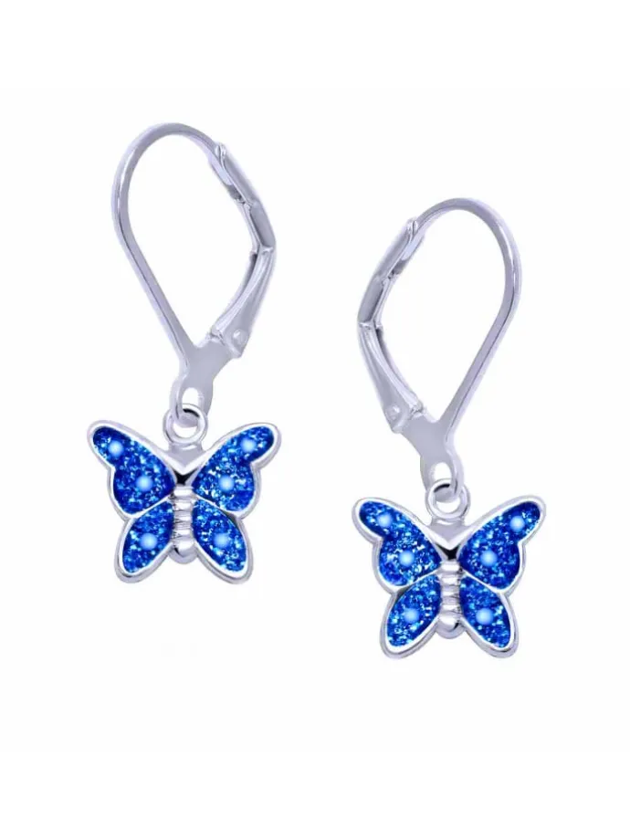 Ohrringe 925 Silber Schmetterling in Blau