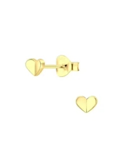 Ohrringe, Ohrstecker HERZ in Gold aus 925 Sterling Silber, 2-tlg.