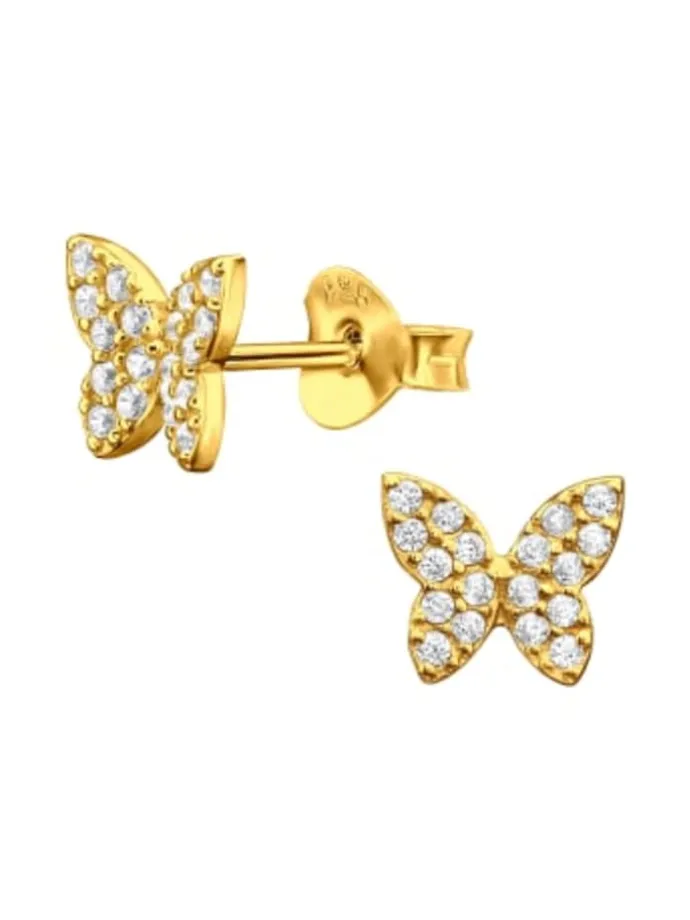 Ohrringe, Ohrstecker SCHMETTERLING in Gold Zirkonia 925 Sterling Silber, 2-tlg.