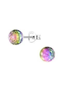 Ohrstecker DISCOKUGEL bunt in 925 Sterling Silber, 2-tlg.