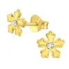 Ohrstecker SCHNEEFLOCKE Kristall in Gold aus 925 Sterling Silber, 2-tlg.