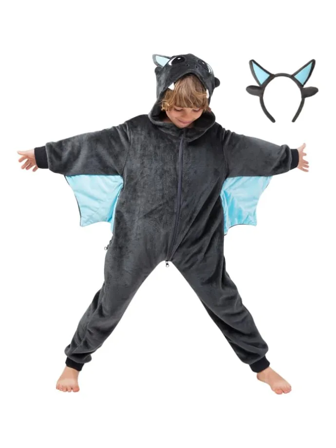 Onesie Kostüm in Anthrazit/türkis