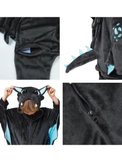 Onesie Kostüm in Anthrazit/türkis