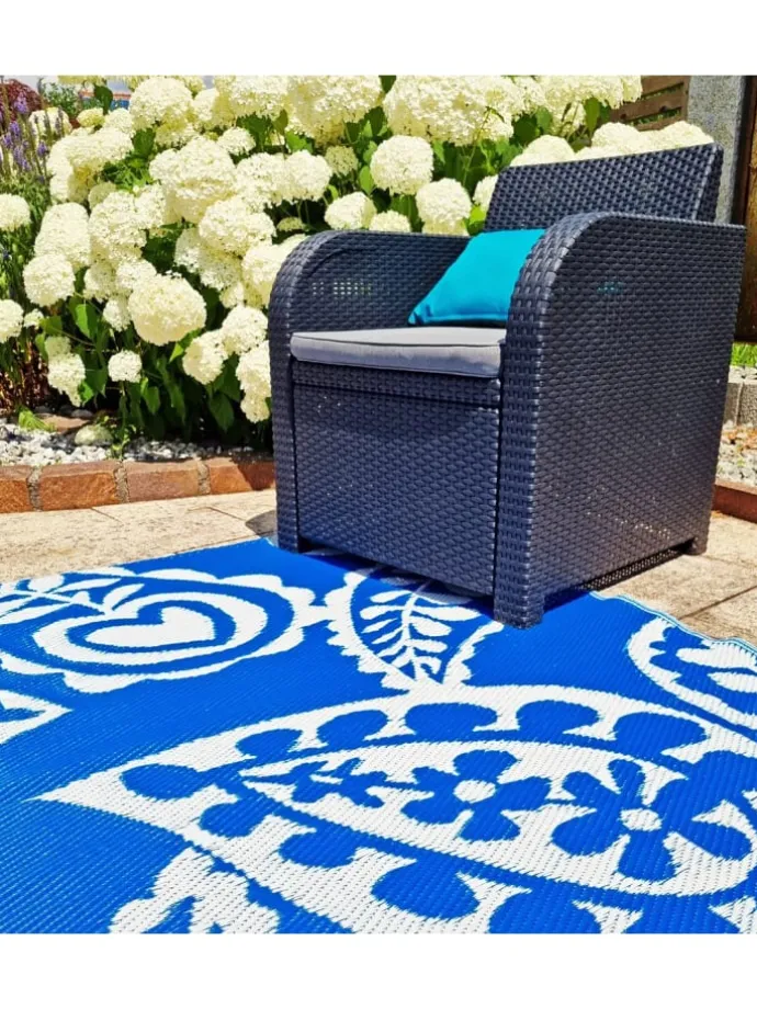 Outdoor Teppich 120x180cm In- & Outdoor in Paisley Blau