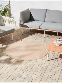 Outdoorteppich GWALIOR in Beige/Weiß - (W) 120 x (L) 120 cm