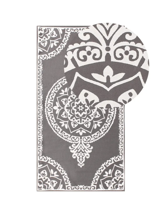 Outdoorteppich KOHIMA in Grau/Weiß - (W) 80 x (L) 150 cm