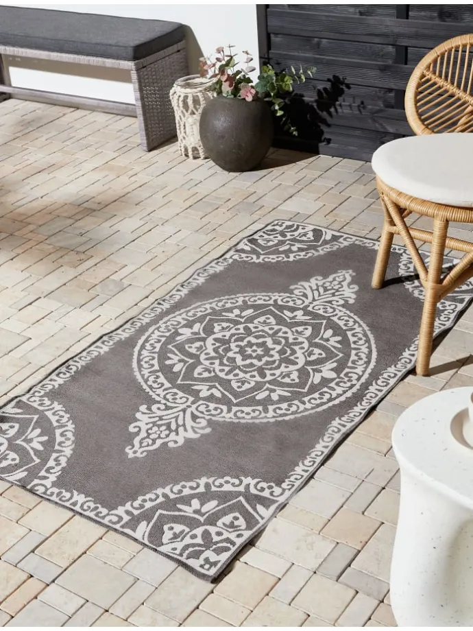 Outdoorteppich KOHIMA in Grau/Weiß - (W) 80 x (L) 150 cm