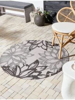 Outdoorteppich SOLAPUR in Grau/Beige - (W) 120 x (L) 120 cm