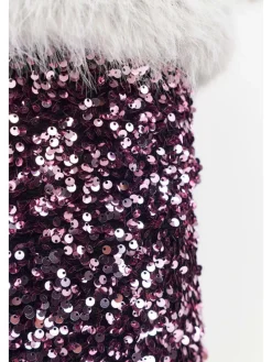Paillettenrock in Pink/ Schwarz
