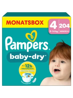 Pampers Baby-Dry Größe 4, 204 Windeln, 9kg-14kg