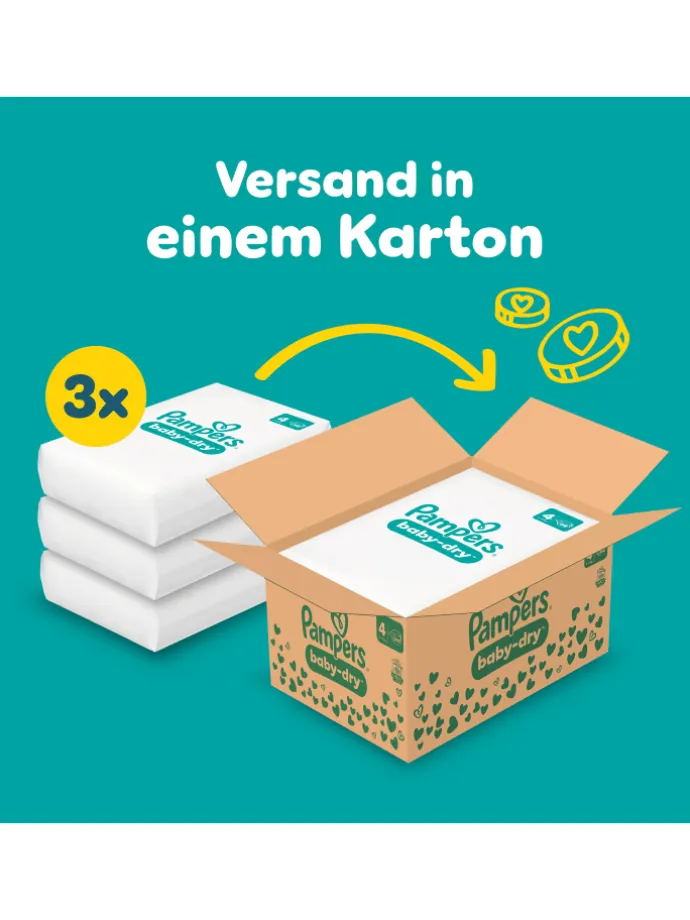 Pampers Baby-Dry Größe 4, 204 Windeln, 9kg-14kg