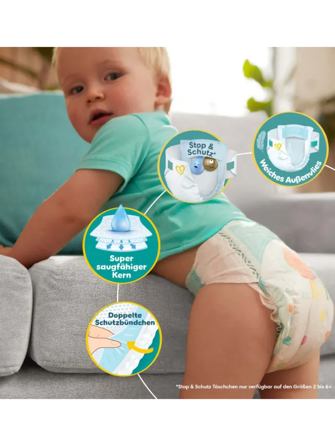 Pampers Baby-Dry Größe 4, 204 Windeln, 9kg-14kg