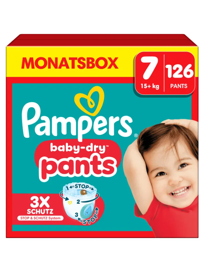 Pampers Baby-Dry Pants Größe 7, 126 Windeln, 15kg+