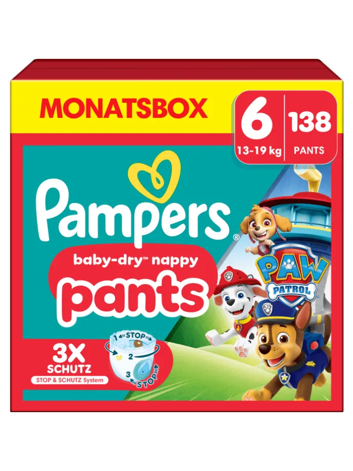 Pampers Baby-Dry Pants Paw Patrol Edition Größe 6, 138 Windeln, 13kg-19kg