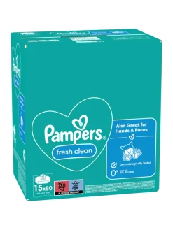 Pampers Fresh Clean Feuchttücher 15 Packungen = 1200 Feuchttücher