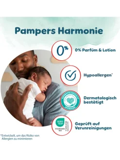 Pampers Harmonie Pants Größe 4, 168 Höschenwindeln, 9kg-15kg