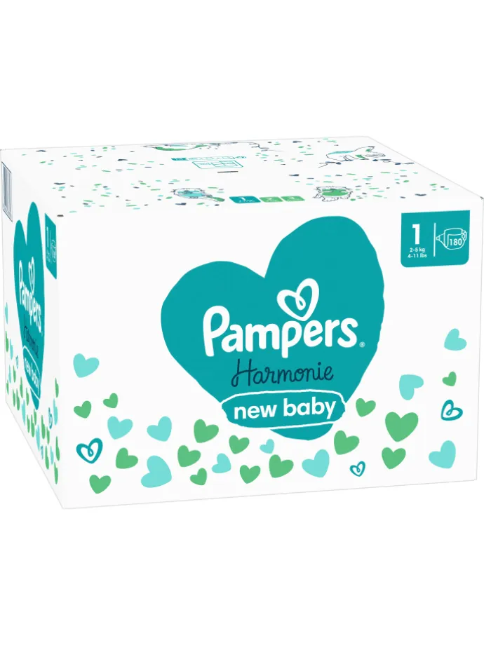 Pampers Harmonie Windeln Größe 1, 180 Windeln, 2kg-5kg