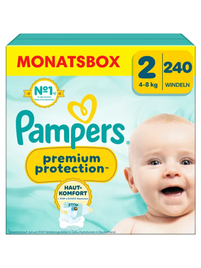 Pampers Premium Protection Größe 2, 240 Windeln, 4kg-8kg