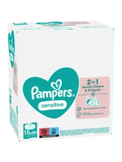 Pampers Sensitive Feuchttücher 15 Packungen = 1200 Feuchttücher
