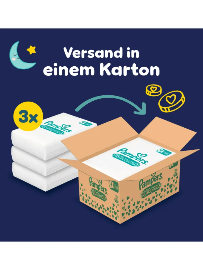 Pampers Night Pants Größe 4, 180 Windeln, 9kg-15kg