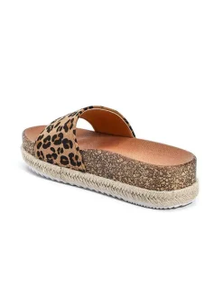 Pantoletten in Beige/ Braun