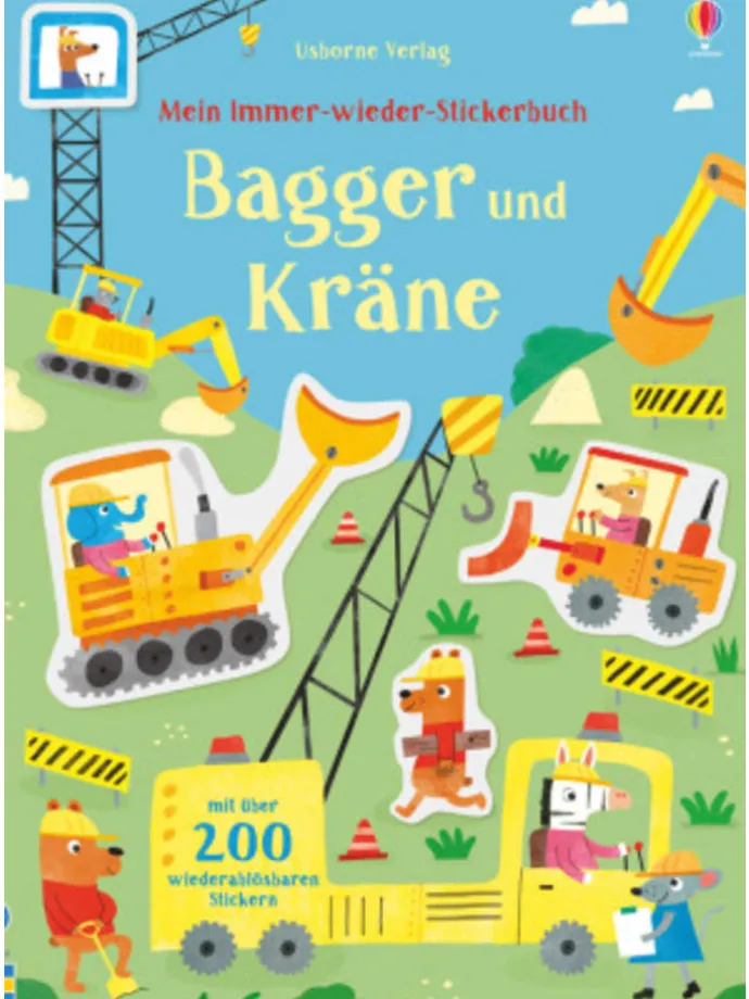 Papeterie/PBS - Mein Immer-wieder-Stickerbuch: Bagger und Kräne