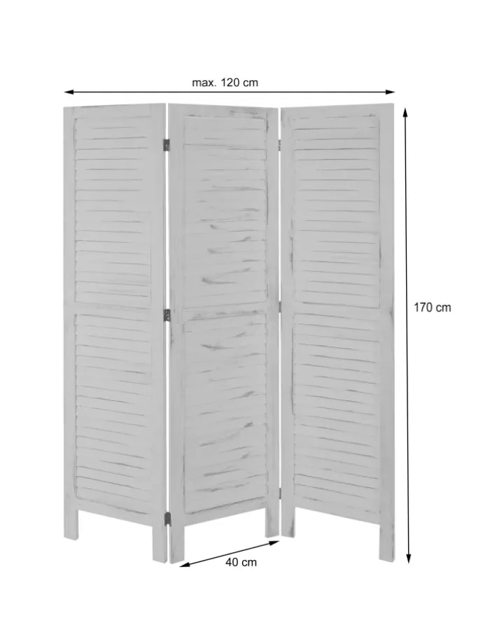 Paravent G30, Shabby-Look, Grau