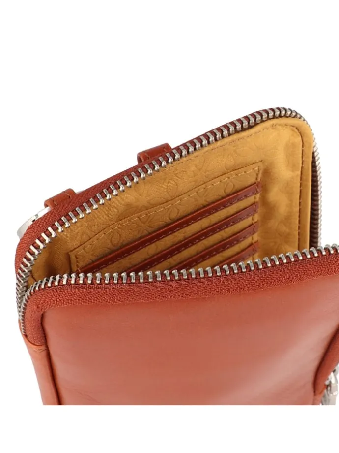 Paris Handytasche Leder 10 cm in tan 1
