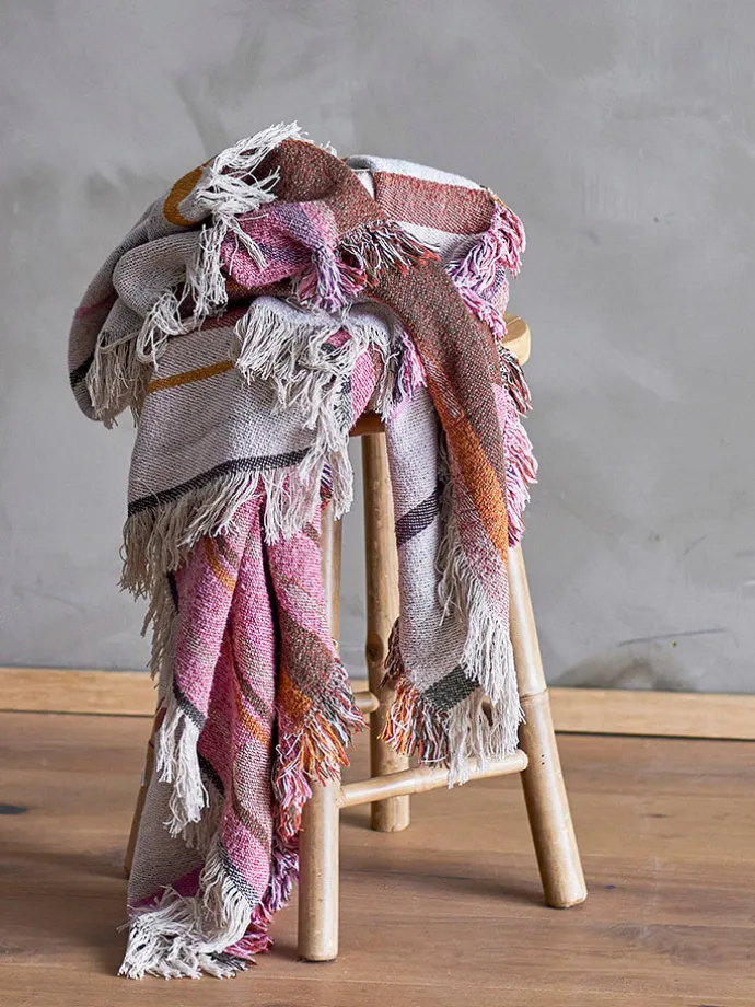 Plaid "Toscana" in Creme/ Rosa - (L)160 x (B)130 cm