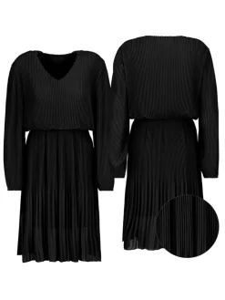 Plisseekleid in Schwarz