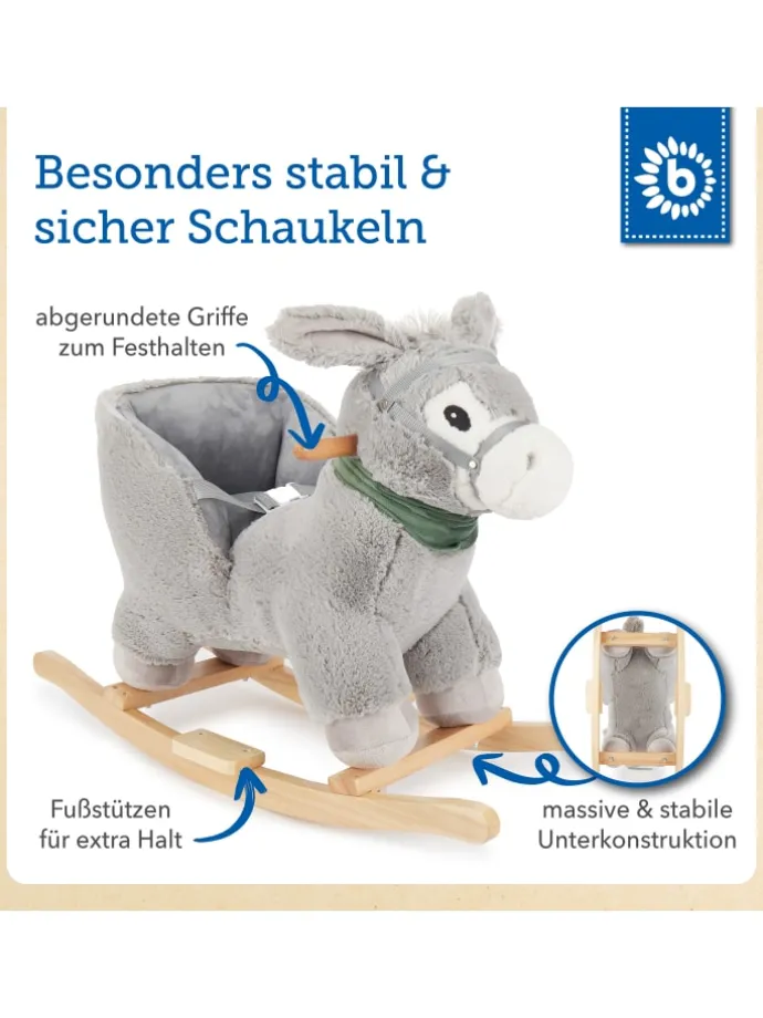 Plüsch Schaukeltier Esel in Grau