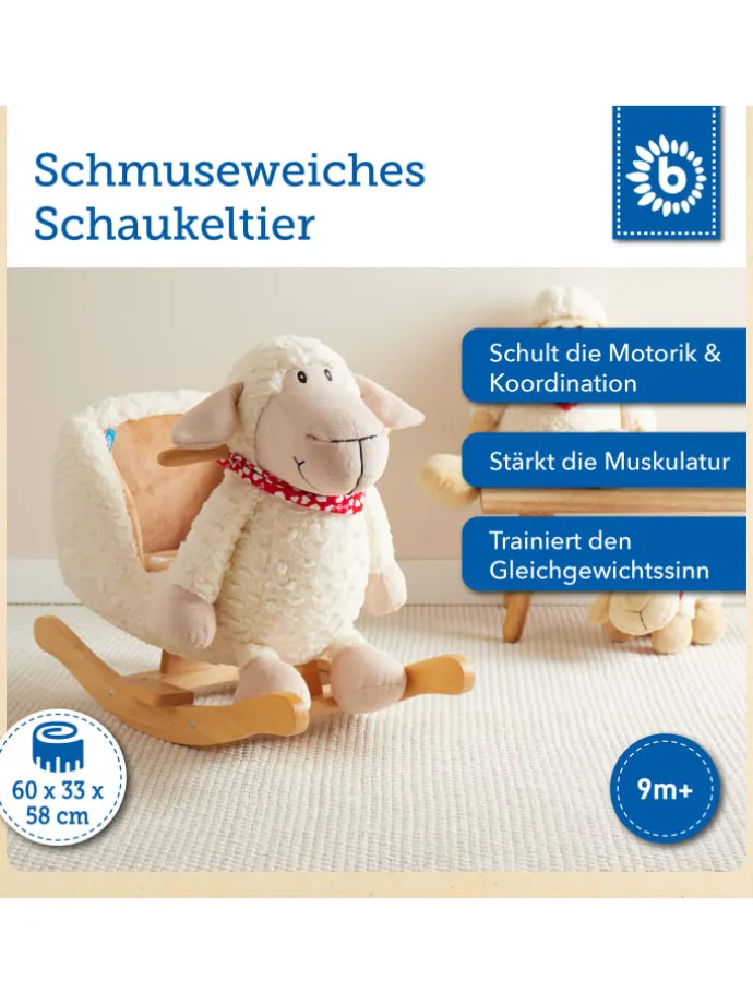 Plüsch Schaukeltier Schaf in Weiß