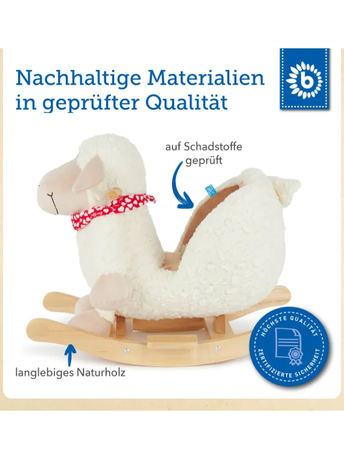 Plüsch Schaukeltier Schaf in Weiß